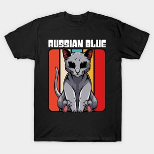 Russian Blue - Cute Retro Style Kawaii Cat T-Shirt